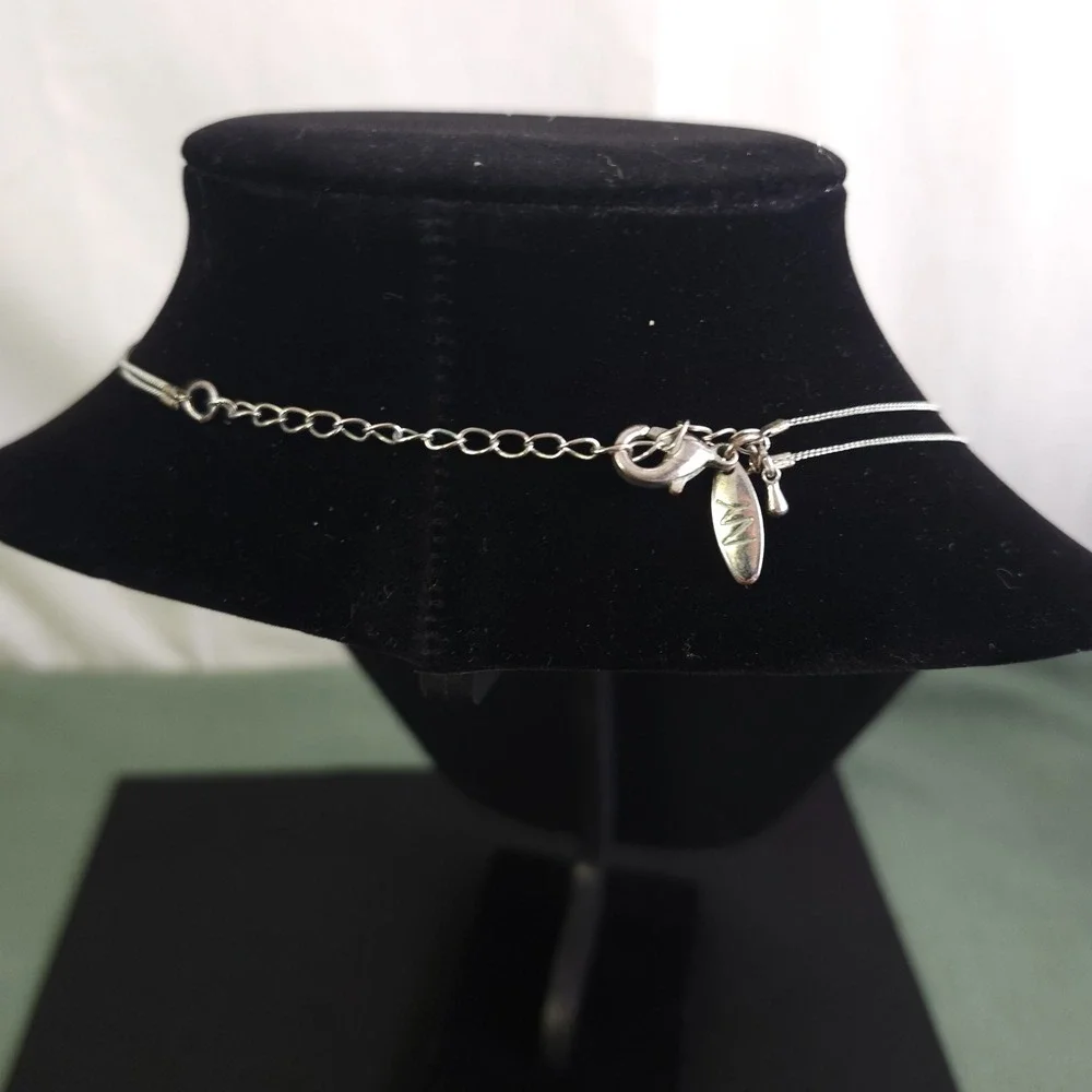 NY Long Chunky Necklace Silver Tone Large Clear/Silver Acrylic Beads Chic Modern